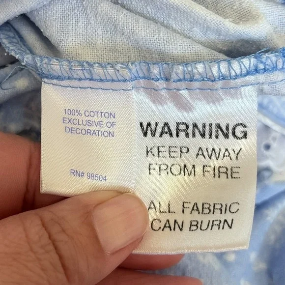 Lanz of Salzburg Womens Snowflake Nightgown Size L Blue Flannel Lace Trim Modest - Picture 10 of 11